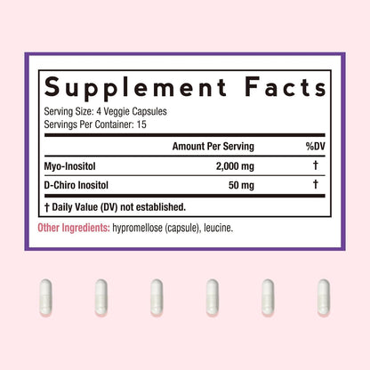 Doctor's Recipes Inositol Supplement for Women, 40:1 Myo-Inositol & D-Chiro Inositol, 2050mg per Serving, 60 Vegan Capsules