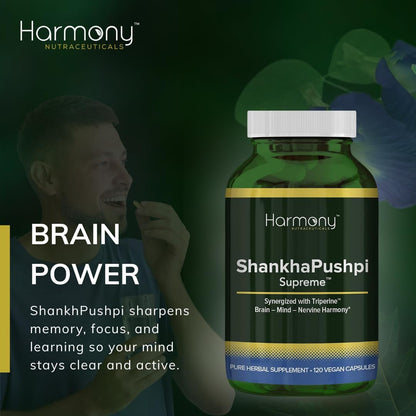 ShankhPushpi Supreme – Ayurvedic Brain and Mind Support – 120 Vegan Capsules