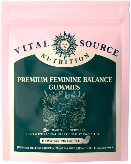 Vital Source Nutrition Vaginal Probiotic Gummies for Women - pH Balance and Immune Defence, Support Healthy Odour and Vaginal Flora - Vegan, Gluten-Free - Pineapple Flavour - 60 Gummies - 30 Servings