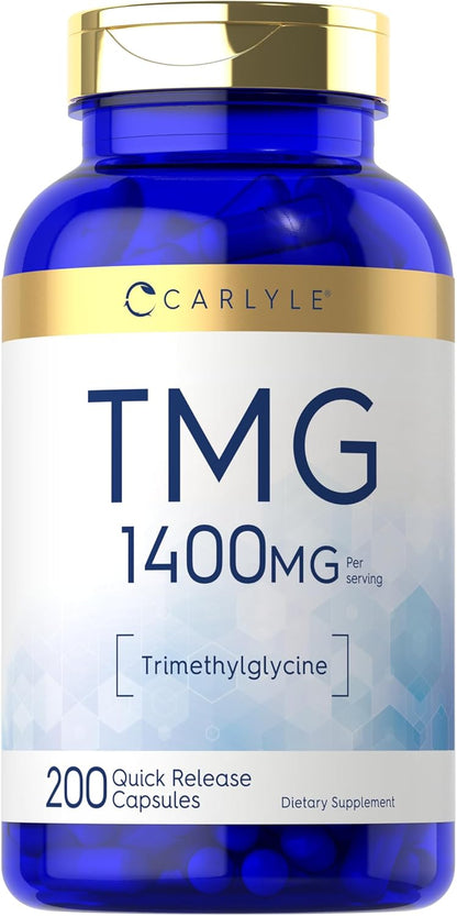 Carlyle TMG Supplement | 1400mg | 200 Trimethylglycine Quick Release Capsules | Non-GM & Gluten-free