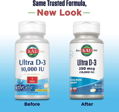 KAL Ultra Vitamin D3 10,000 IU (250 mcg) - 90 Softgels
