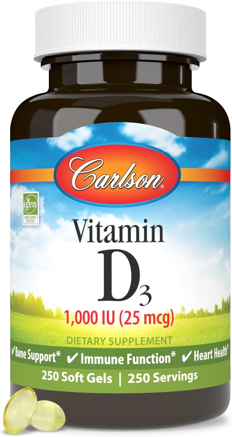 Carlson Vitamin D3, 1000 IU, 250 Softgels - görsel 5