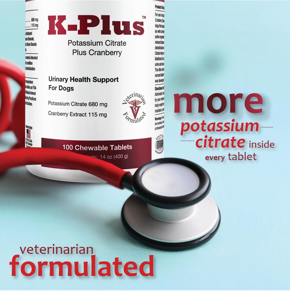 K-Plus Potassium Citrate Plus Cranberry Supplement for Dogs - Urinary Support Chewable Tablets, 200 Count - görsel 8
