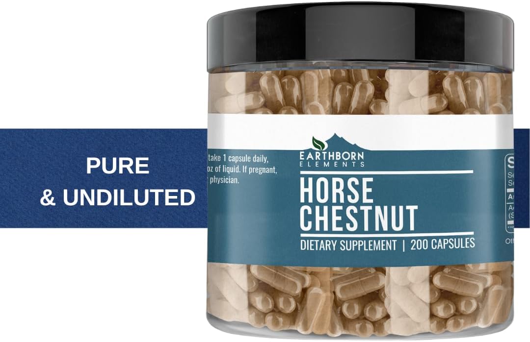 Earthborn Elements Horse Chestnut 200 Capsules, Pure & Undiluted, No Additives - görsel 5