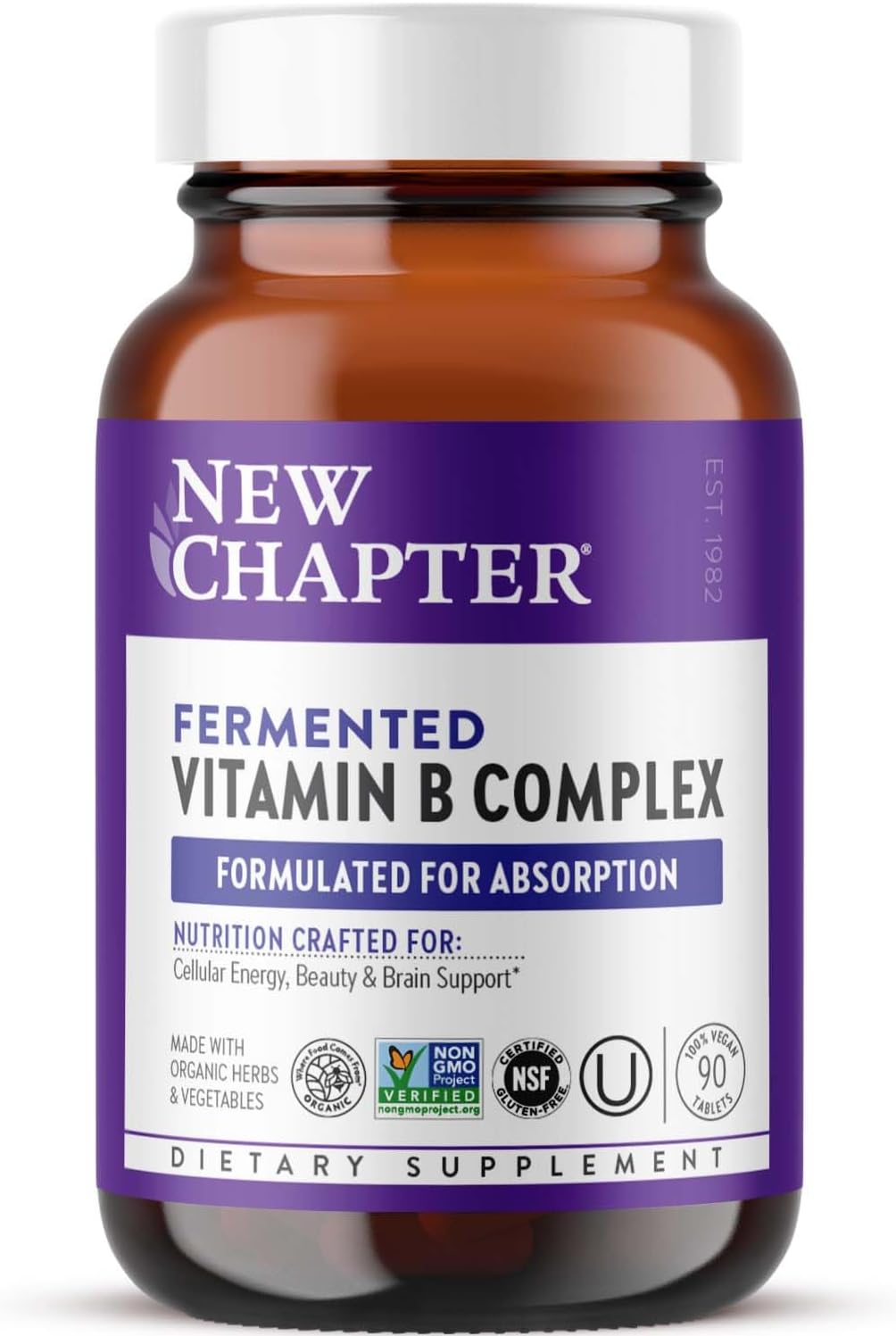 New Chapter Vitamin B Complex, Fermented, Organic, One Daily, 60 Tablets - görsel 8