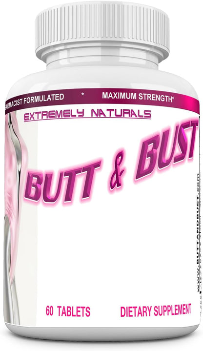 BUTT AND BUST Natural Breast & Butt Enhancement Pills - 60 Tablets (Double Potency, 2640 mg)