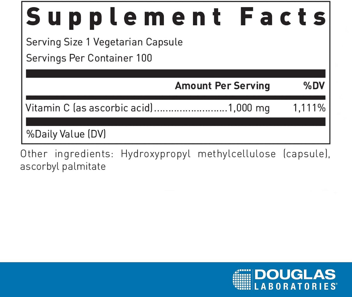 Douglas Laboratories C-1000 - Vitamin C 1000 mg (Ascorbic Acid) - Immune and Antioxidant Support - 100 Vegetarian Capsules - görsel 2