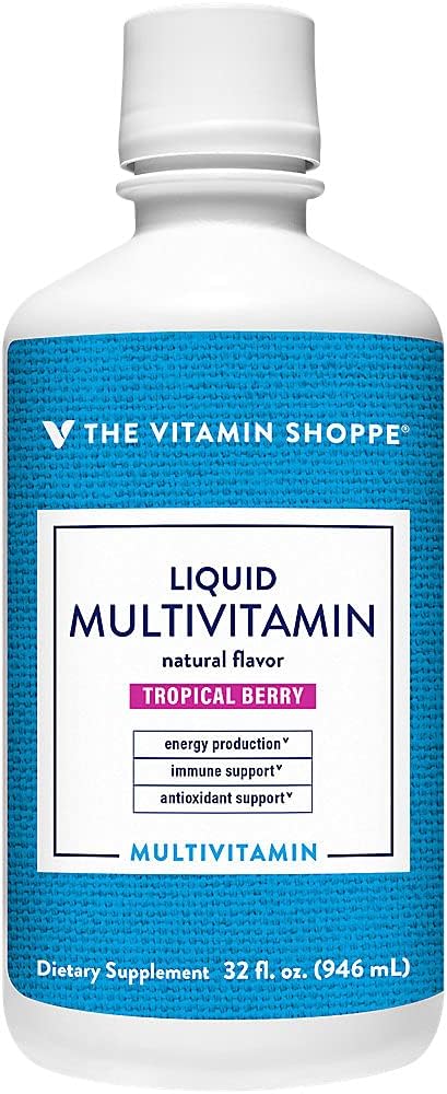 The Vitamin Shoppe Brand Liquid Multivitamin, Complete Daily Multivitamin with Essential Vitamins & Minerals for Energy, Immune & Antioxidant Support, Tropical Berry Flavour, 946 ml - görsel 1