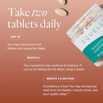 EQUELLE Multi-Symptom Perimenopause & Menopause Relief – Hormone-Free, Plant-Based S-Equol – 60 Tablets (1 Month Supply)