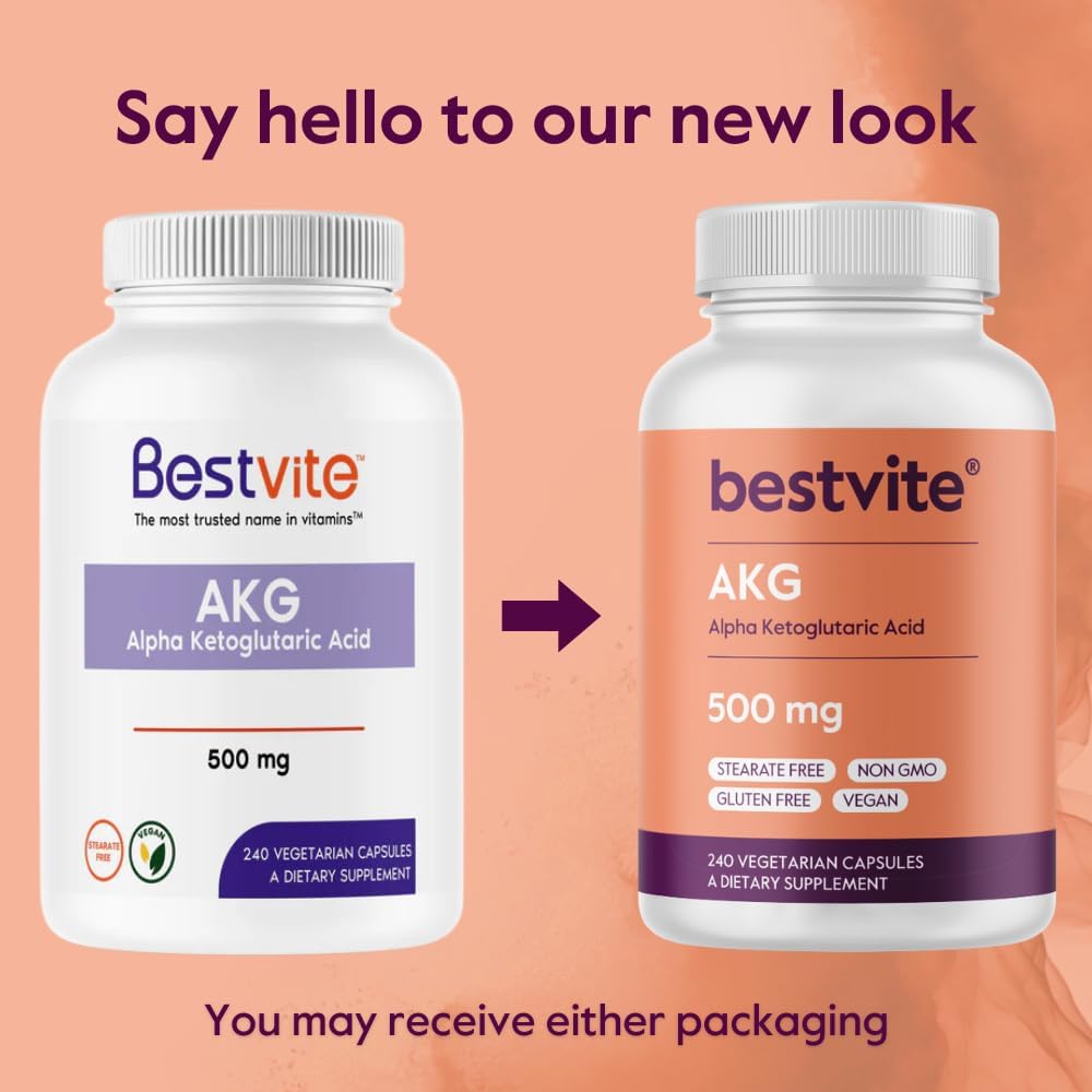 BESTVITE AKG (Alpha Ketoglutaric Acid) 1000mg per Serving - 240 Vegetarian Capsules - No Stearates - Vegan - Non GMO - Gluten-free - görsel 7