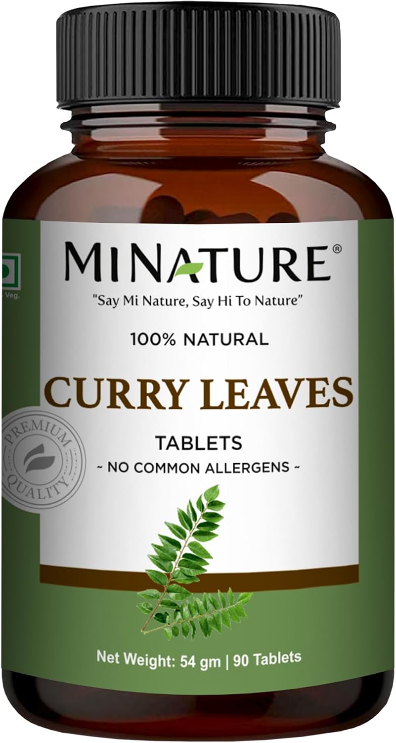 minature Curry Leaves Tablet (Murraya koenigii) - Pure & Natural, 1000mg, 90 Tablets - görsel 1