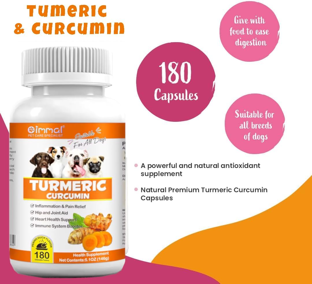 Turmeric Curcumin for Dogs – 180 Duck-Flavoured Tablets – Advanced Hip & Joint Formula with Piperine – Supports Mobility, Inflammatory Response, Skin Health & Immune Function - görsel 3