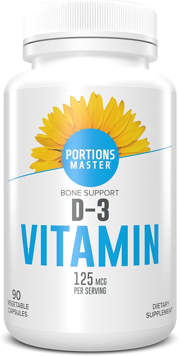 Portions Master Vitamin D3 5000 IU - Bone, Immune & Psychological Function Support (90 Soft gel capsule Capsules) - görsel 1