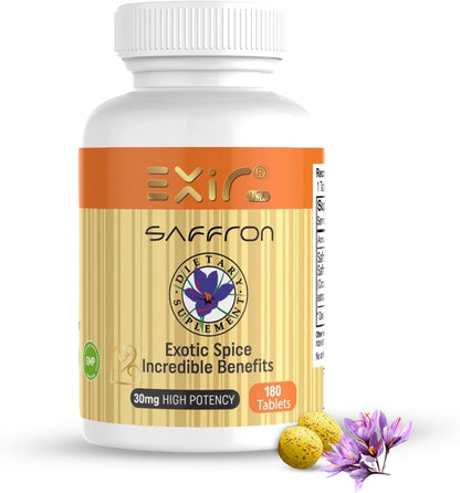 Saffron Dietary Supplement - Mood Support - Naturally Feel Upbeat - No Withdrawal Effects - Greater Emotional Wellbeing - 100% Herbal and Natural, 180 Tablets