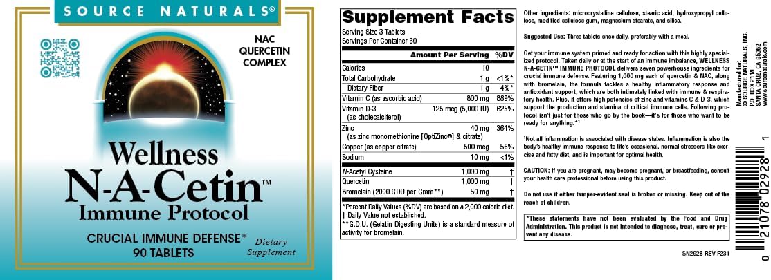 Source Naturals Wellness N-A-Cetin Immune Protocol – 90 Tablets - görsel 4