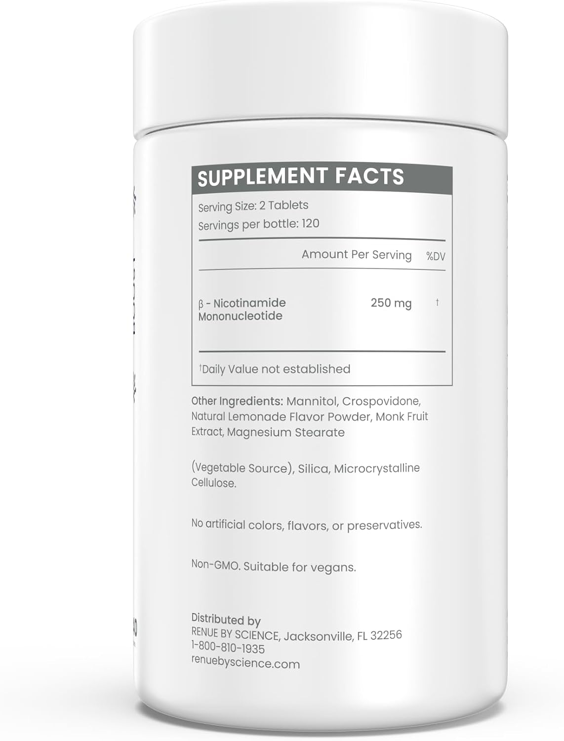 Renue By Science NMN Supplement – 240 Chewable Vegetarian Tablets, 250mg Nicotinamide Mononucleotide per Serving, Lemon Flavour - görsel 5