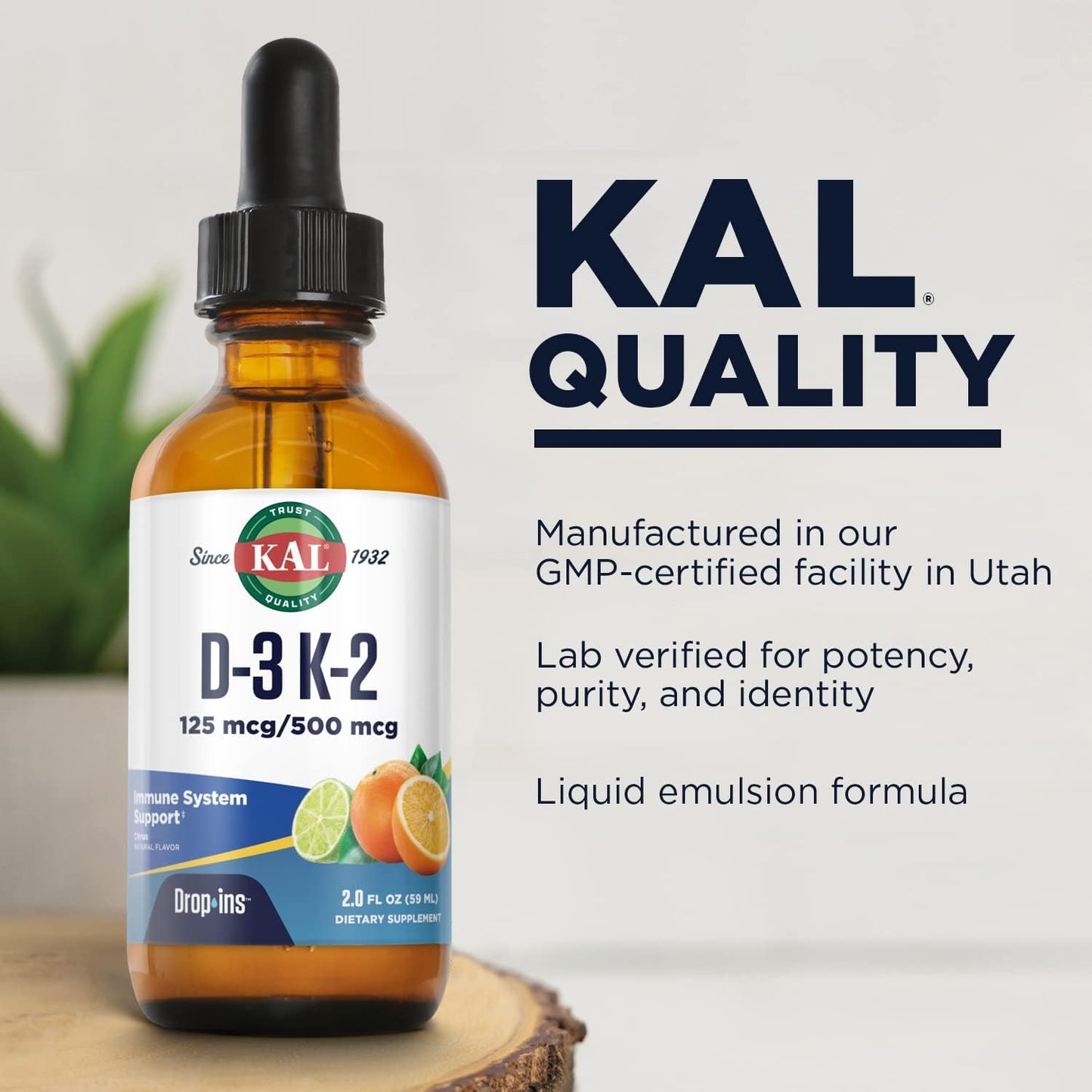 KAL D3 K2 DropIns 125 mcg / 500 mcg Liquid Vitamin D3 K2 Drops - görsel 4