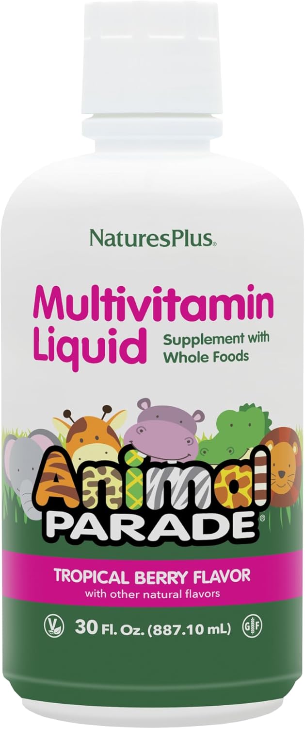 NaturesPlus Animal Parade Source of Life Children's Liquid Multivitamin, Tropical Berry, 887 ml - görsel 1