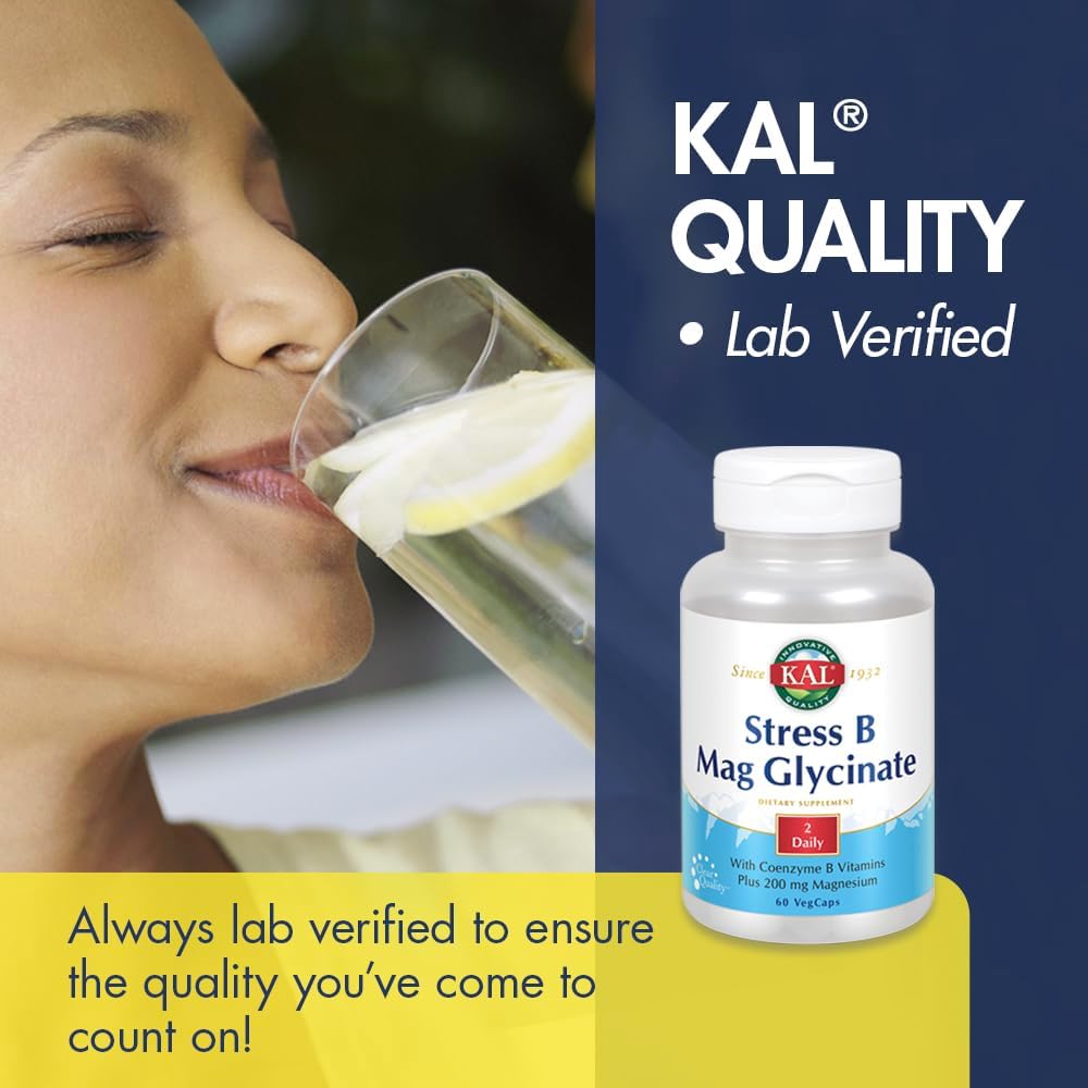 KAL Stress B Mag Glycinate – B Complex Vitamins Plus Magnesium, Active Forms, 60 VegCaps - görsel 5