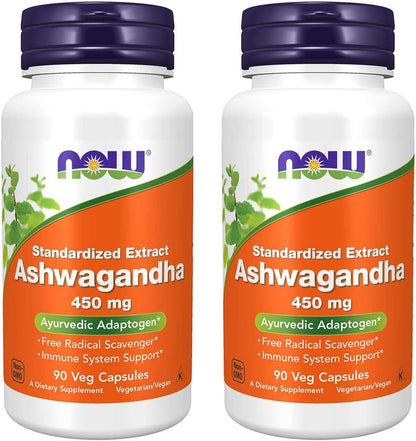 NOW Foods Ashwagandha Extract 450mg, 90 Veg Capsules (Pack of 2)