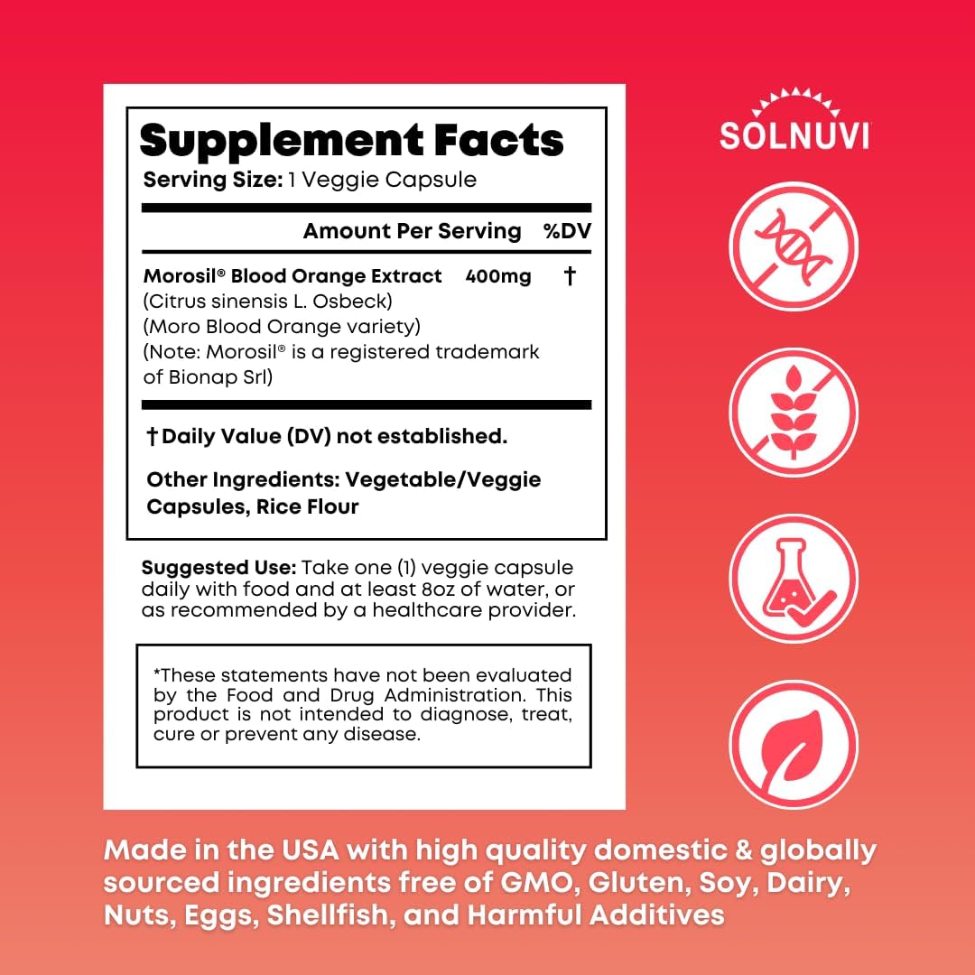 Morosil Supplement – 400mg Moro Red Orange Extract – 60 Veggie Capsules - görsel 2