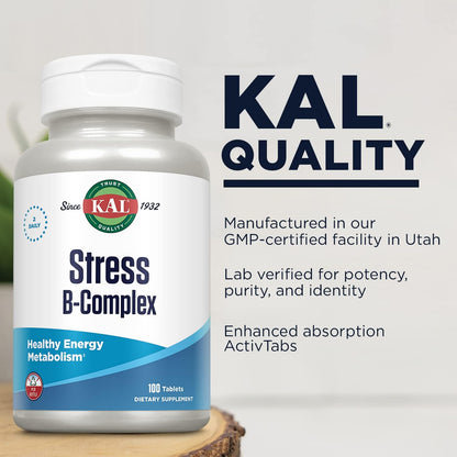KAL Stress B Complex – B Vitamin Supplement for Energy, Stress and Immune Support