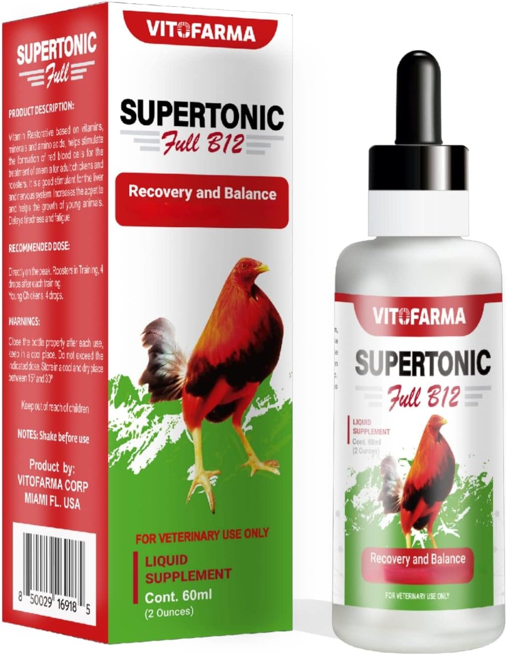 VITOFARMA Supertonic Full B12 for Rooster - Multivitamin Boosters for Roosters, Vitamin Recovery Liquid 60ml - görsel 1