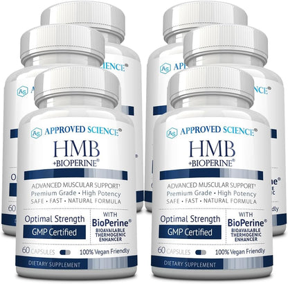 Approved Science HMB - 1500mg High-Potency HMB Supplement with Calcium and BioPerine for Absorption - Muscle Health and Exercise Performance - 60 Vegan Capsules - Pack of 3
