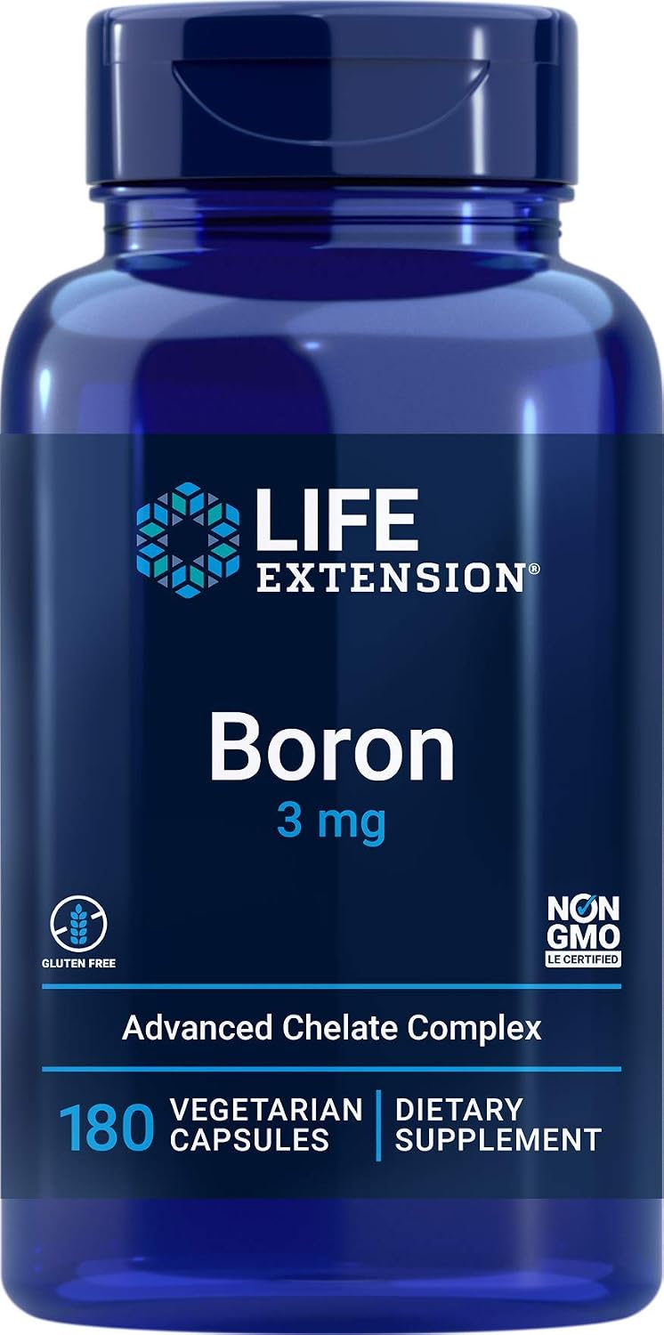 Life Extension Boron 3mg 180 Veg Caps - Triple Boron Complex with Boron Citrate, Glycinate, Aspartate - 3 mg Capsules - Enhanced with Vitamin B2 - görsel 1