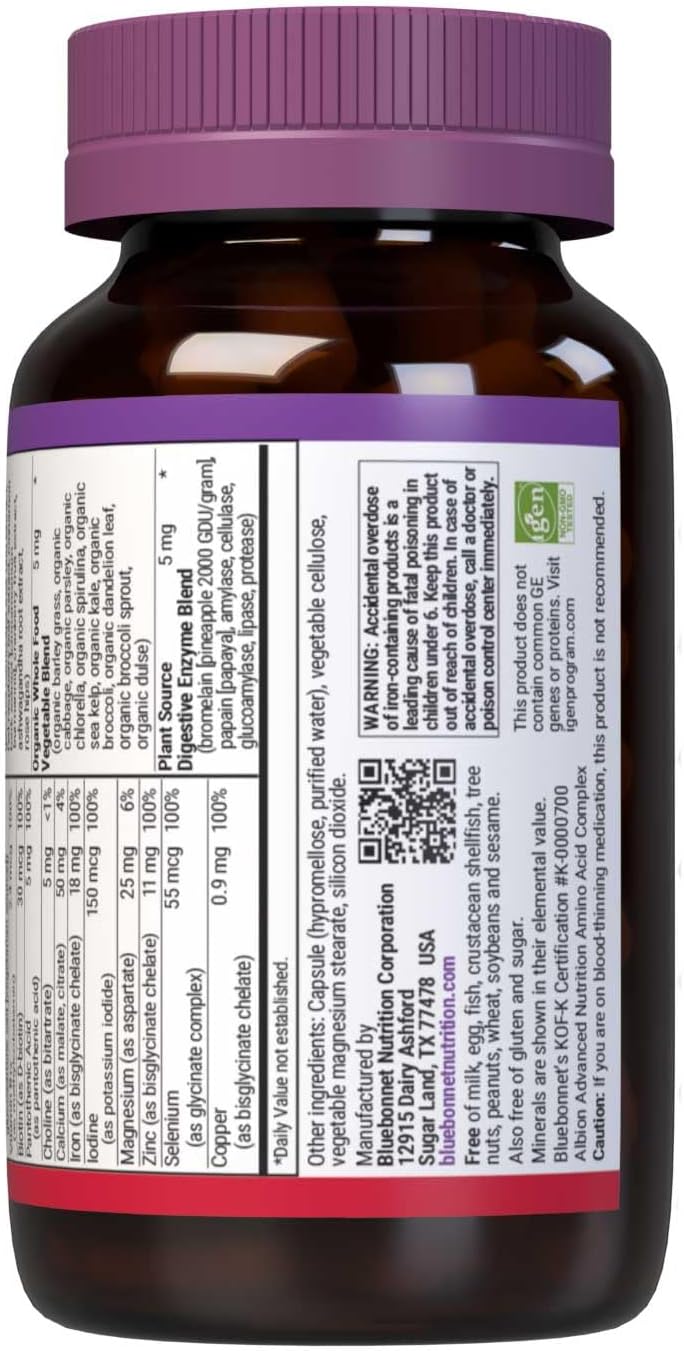 BlueBonnet Nutrition Ladies One Vegetable Capsule, Whole Food Multiple with K2 and Organic Vegetables, 60 Capsules - görsel 3