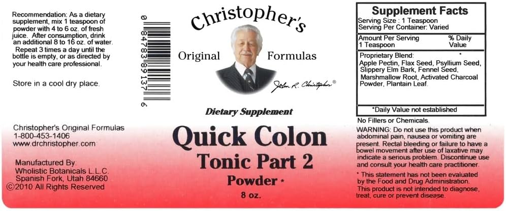 Christopher's Original Formulae Quick Colon #2 Powder – Herbal Digestive & Colon Support, 227g (8 oz) - görsel 2