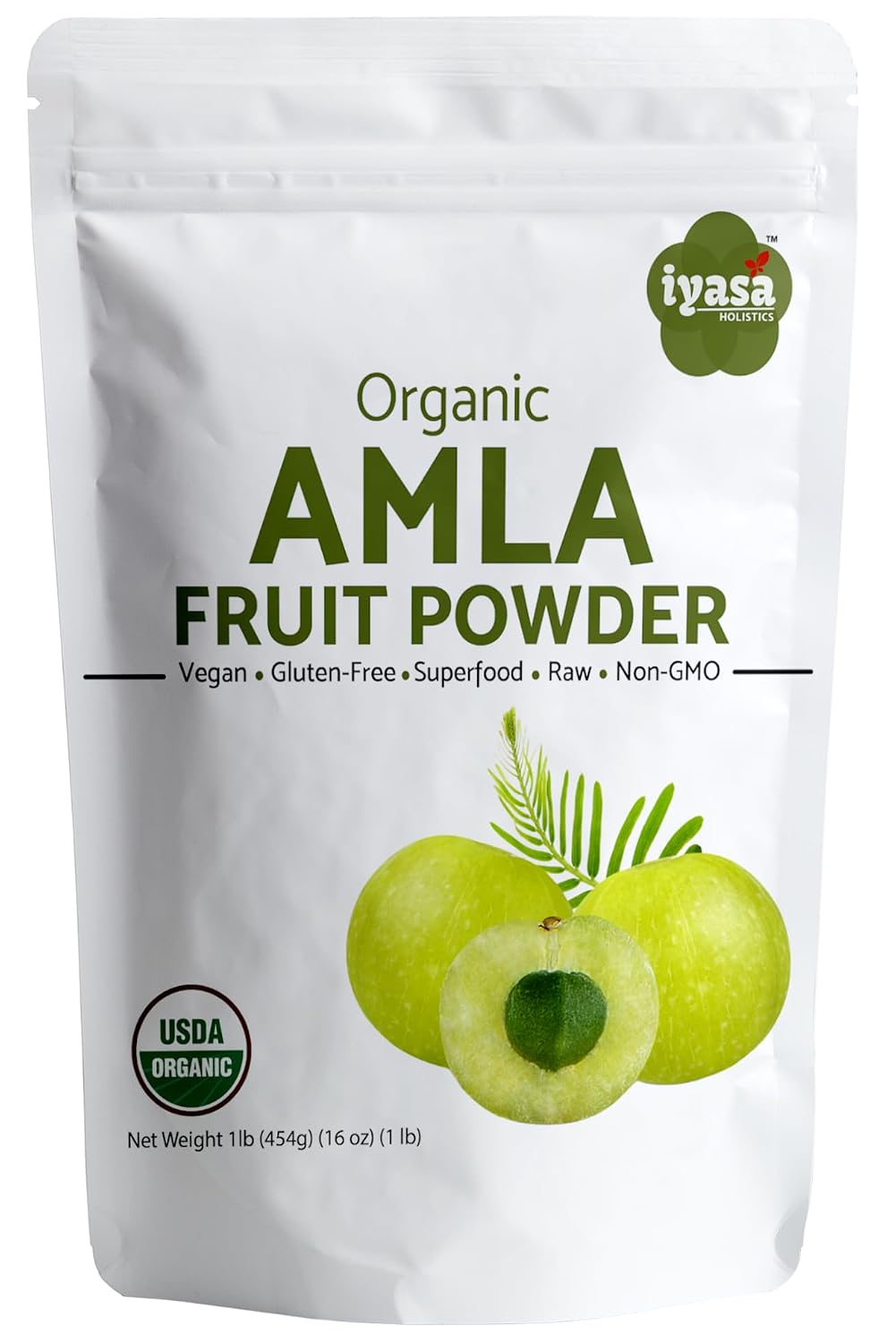 Iyasa Holistics Organic Amla Powder 454g (16 oz) - USDA Certified Organic Indian Gooseberry Superfood - görsel 1