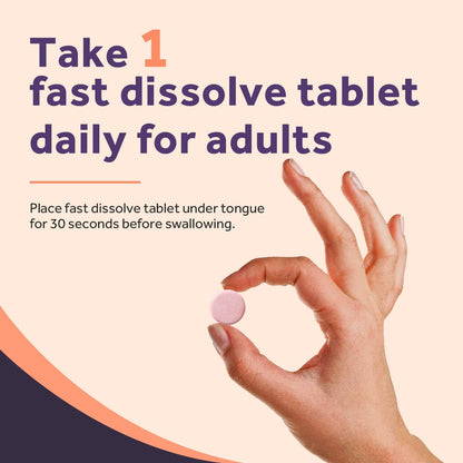 Doctor's Recipes Vitamin B12 Methylcobalamin 5000 mcg Fast Dissolve Tablets - Natural Peach Flavour, Vegan