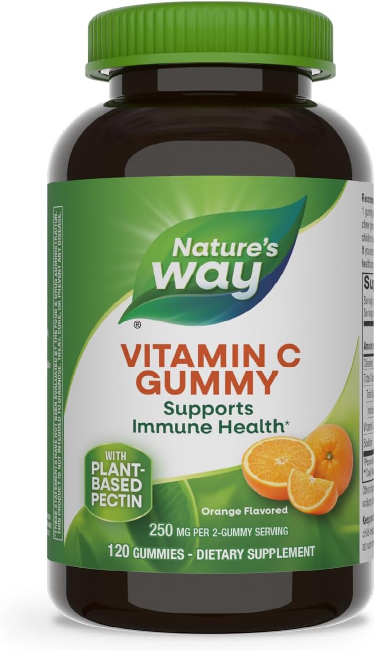 Nature's Way Vitamin C Gummies – 250 mg per Serving, High Potency Immune Support, Orange Flavoured, 120 Gummies - görsel 1