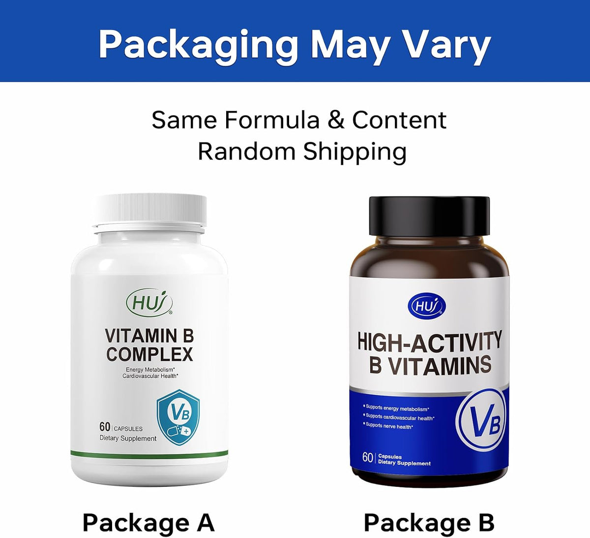 HUJ High-Activity B Vitamins – Contributes to Normal Energy Metabolism and Nervous System Function – Food Supplement with 8 B Vitamins, Inositol and D-Chiro Inositol – 60 Capsules - görsel 3