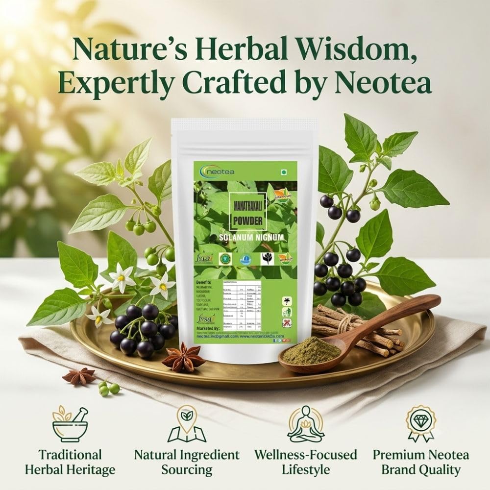 Neotea Manathakkali Leaf Powder (Solanum Nigrum) - 100% Pure Herbal Supplement, 300g - görsel 6