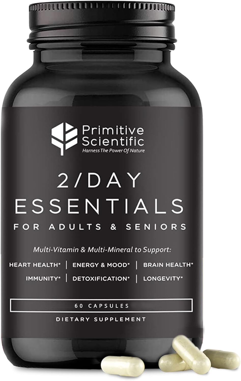 Primitive Scientific Whole Food Daily Essential Multivitamins for Adults and Seniors - 60 Capsules - görsel 1