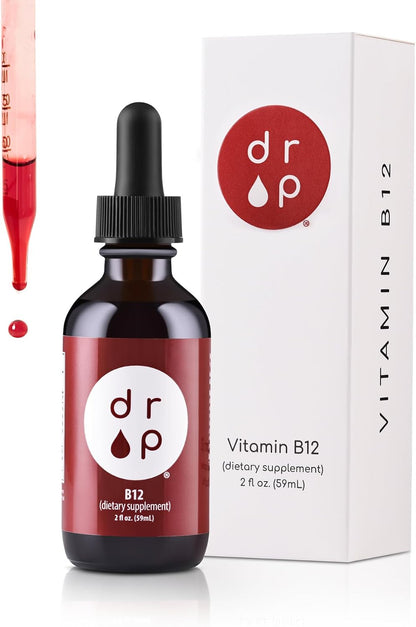Drop Vitamin B12 Liquid Drops – 2500 µg Methylcobalamin, Sublingual, Natural Cherry, Non-GMO, Vegan, 60 ml