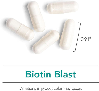 NutriCology Biotin Blast - 100 mg Biotin Food Supplement for Hair, Skin and Nails - 90 Vegetarian Capsules