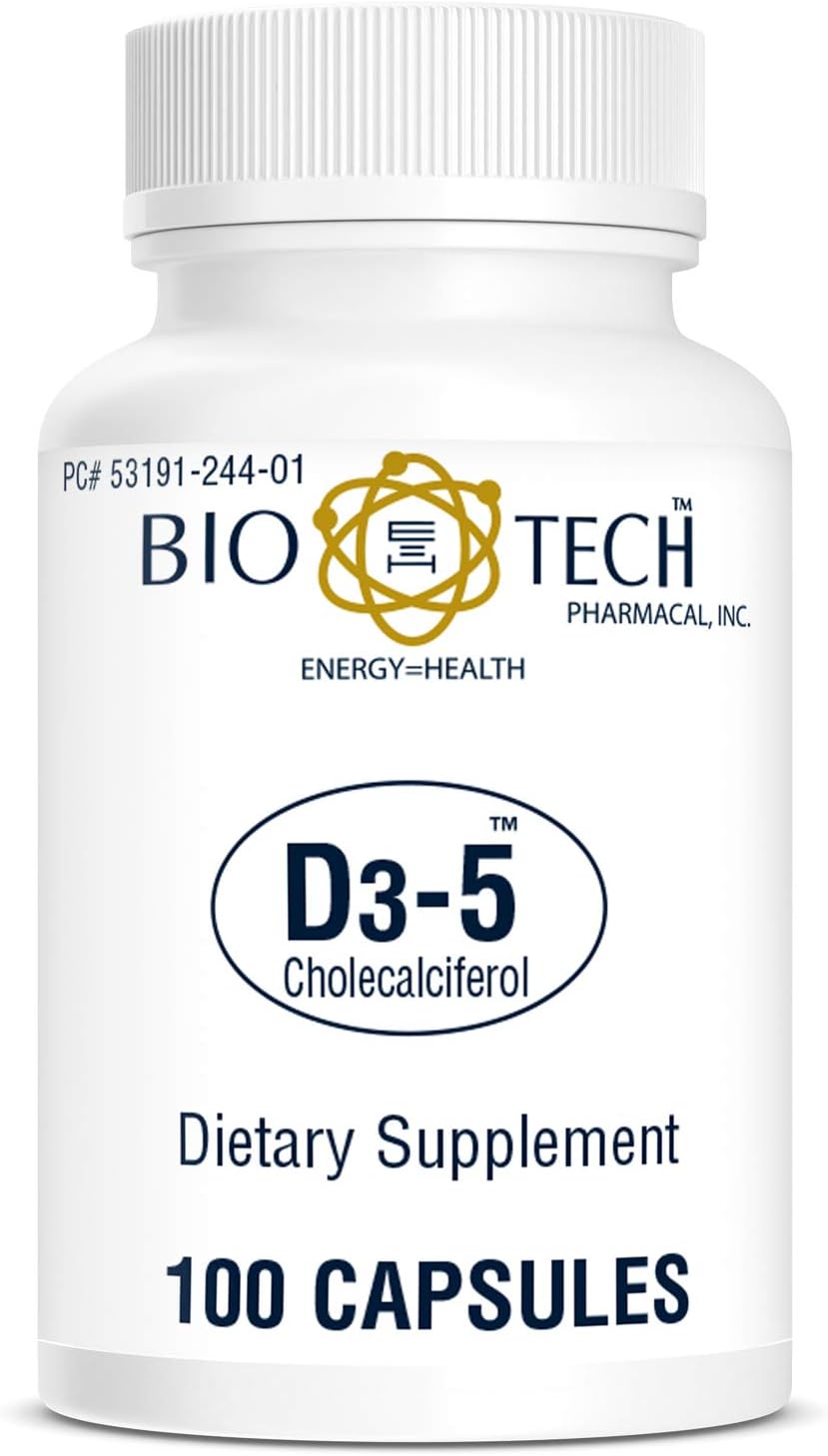 Bio-Tech Pharmacal Vitamin D Food Supplement, 5000 IU, 100 Capsules - görsel 2
