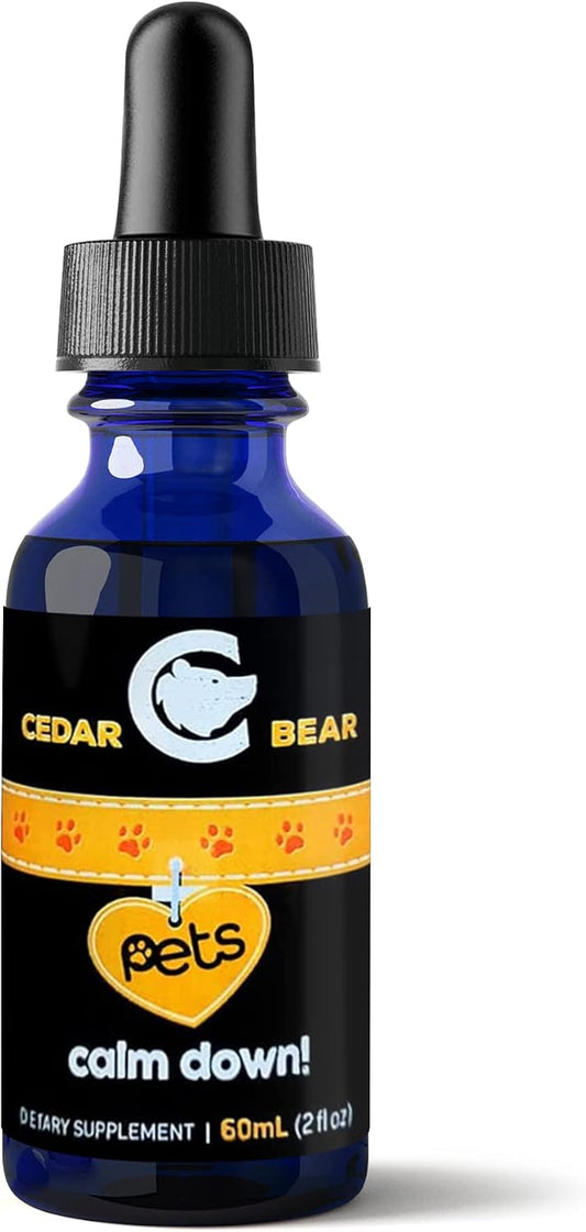 Cedar Bear Pet’s Calm Down - Natural Herbal Supplement for Stress Relief, for Cats, Dogs, Birds & Exotic Pets, 60 ml