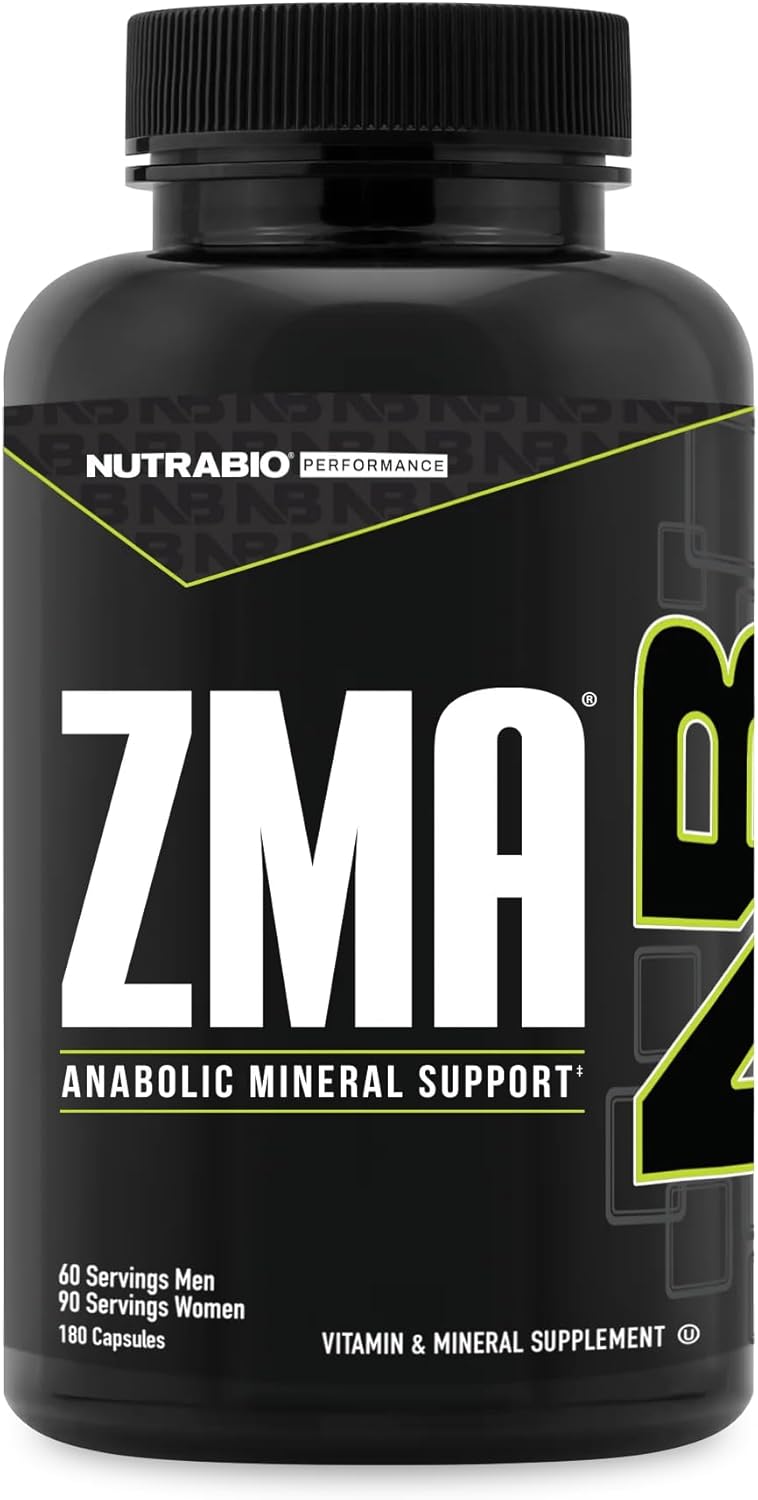 NutraBio ZMA - Zinc Magnesium Supplement with Vitamin B6 (180 Capsules) - görsel 1