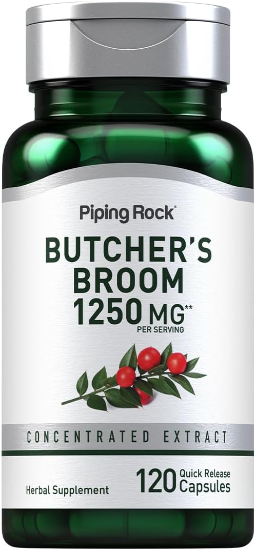 Piping Rock Butchers Broom Supplement | 120 Capsules | Traditional Herbal Root Extract - görsel 1