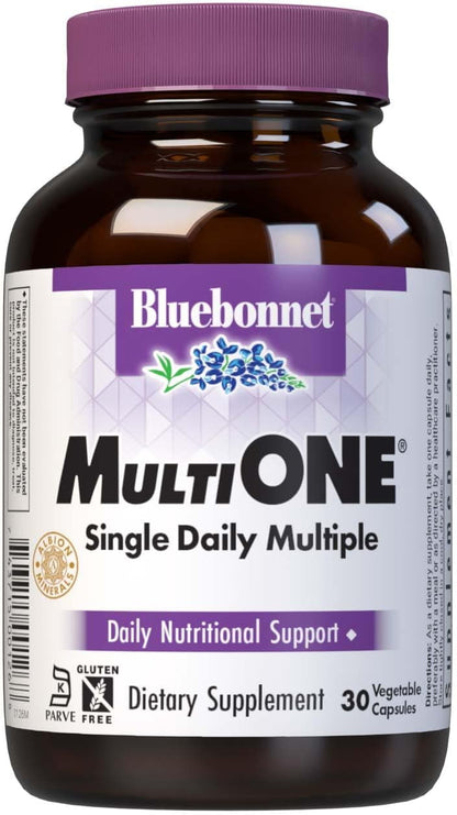Bluebonnet Nutrition Mult One (with Iron) – Daily Nutritional Support, 30 Vegetable Capsules