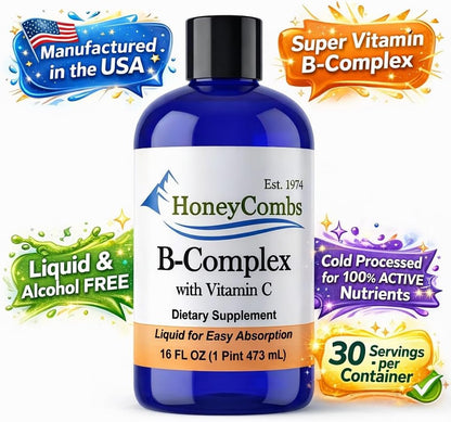 Liquid B-Complex with Vitamin C - 473 ml | Fast-Absorbing Methylated B Vitamins