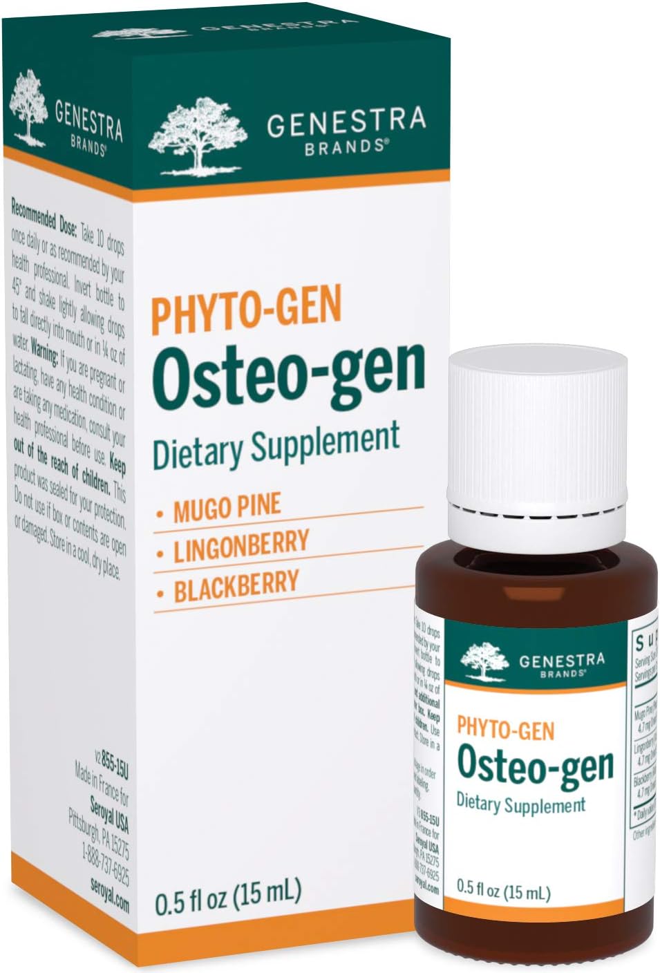 Genestra Brands Osteo-gen: Mugo Pine, Lingonberry, and BlackBerry Herbal Supplement (15 ml) - görsel 1