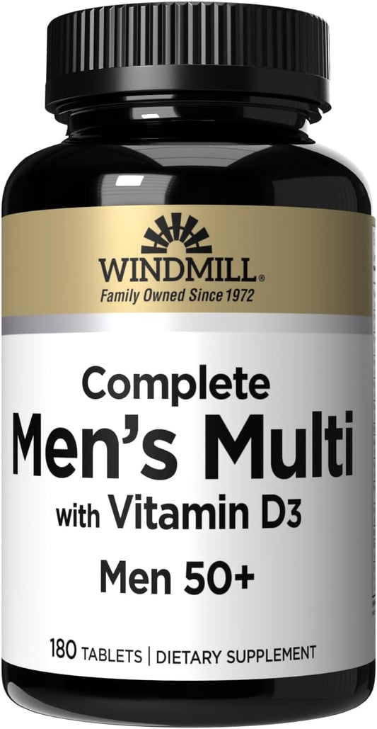 Windmill Men’s Multi 50+ Multivitamin with Vitamin D3, 180 Tablets