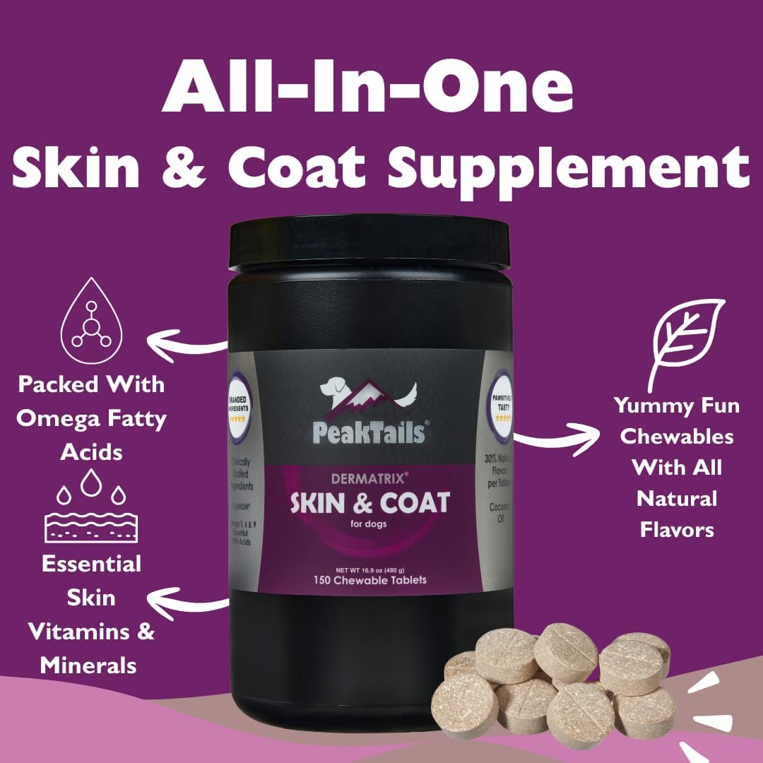 Kala Health PeakTails Skin & Coat Support for Dogs – 150 Chewable Tablets - görsel 4