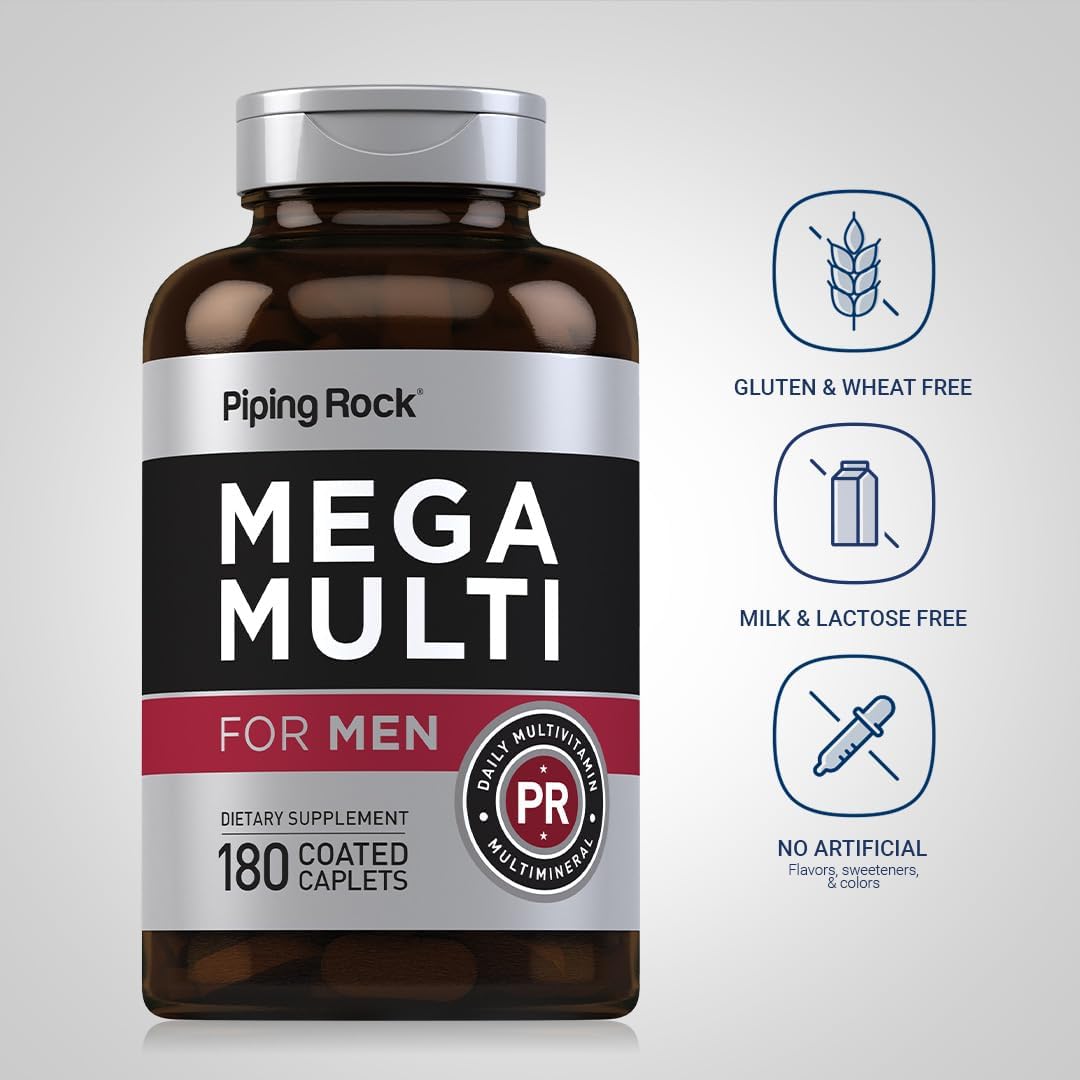 Piping Rock Multivitamin for Men, 180 Caplets - görsel 3