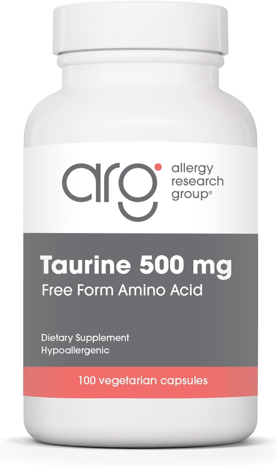 Allergy Research Group ARG Taurine 500 mg - Free Form Amino Acid - Heart Function & Electrolyte Balance - Hypoallergenic - 100 Capsules - görsel 1